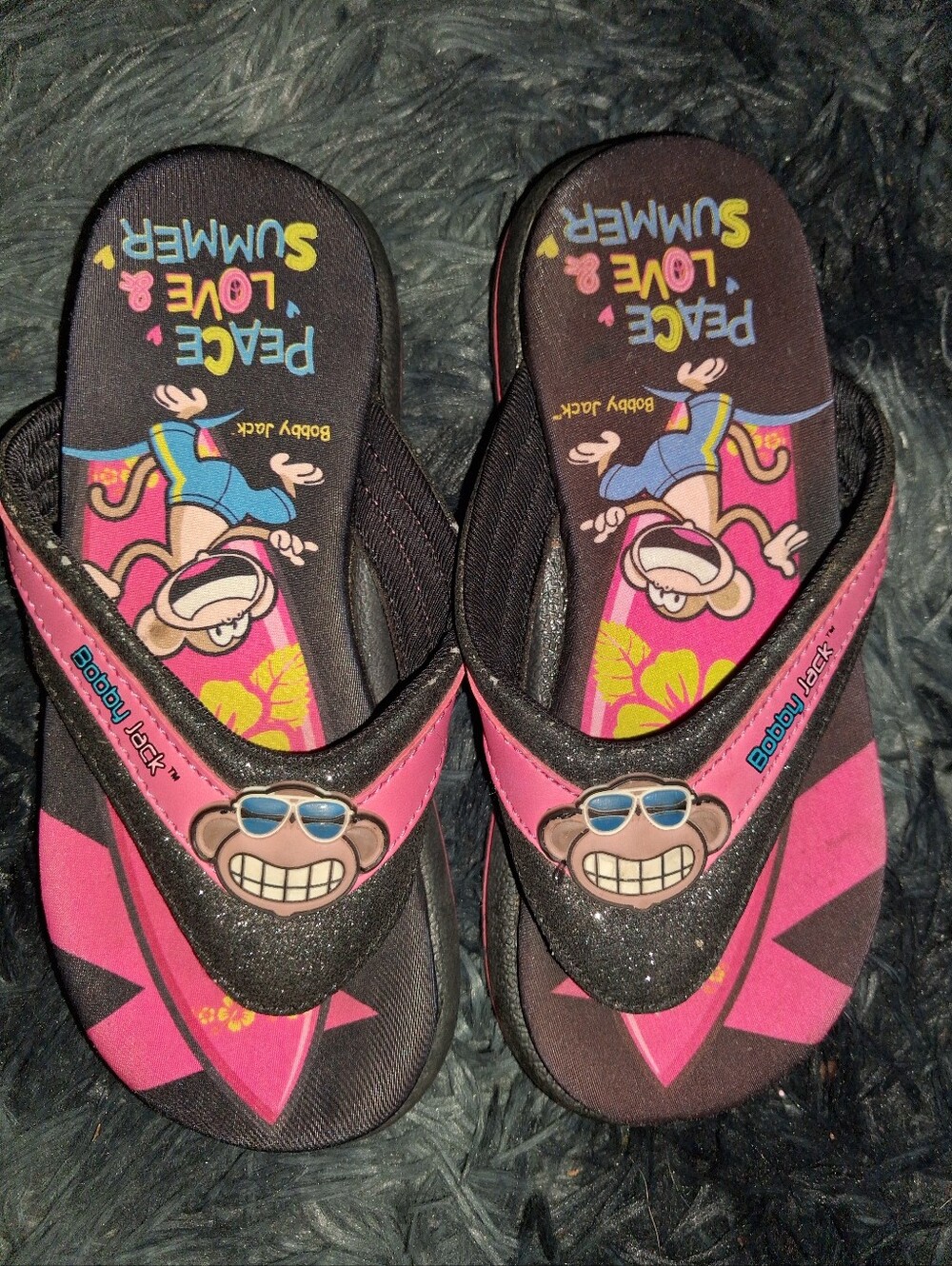 Kids' Pink Black Flip Flop Sandals - Peace Love Summer BOBBY JACK